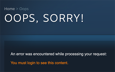 Steam Error page