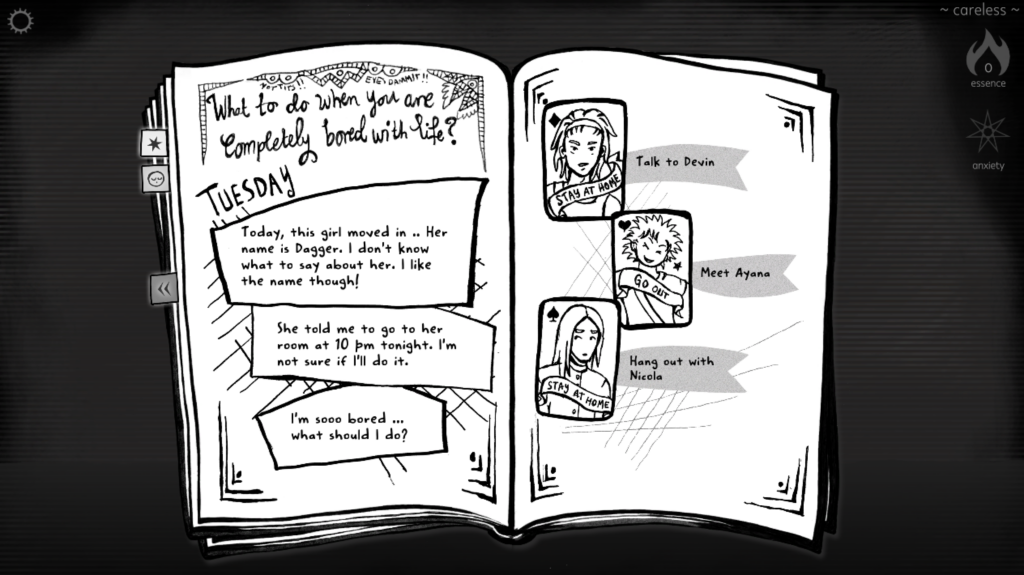 Screenshot from Knife Sisters showing Leo's diary