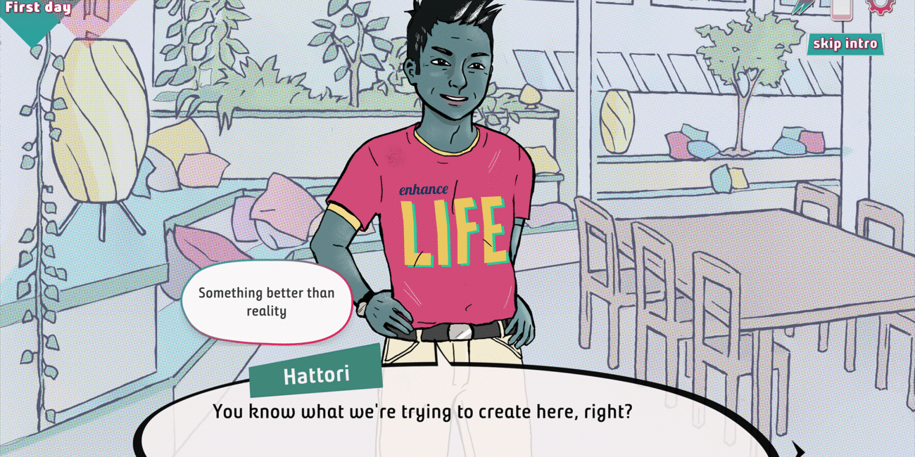 Screenshot showing Rin's boss Hattori